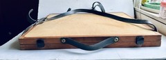 Vintage Wooden Traveling Artist Case 18”x 22” Leather Straps Storage Compartment