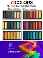 Fantastory Long Soft Chalk Pastels Set, 72 1 Count (Pack of 72), 72
