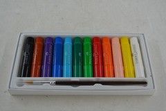 Faber-Castell Gel Sticks 12 Color Set 14543 Watercolor Art Crayons With Brush