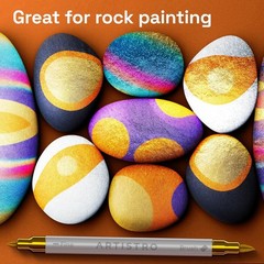 ARTISTRO 24 Metallic Acrylic Paint Markers – Paint Pens for Drawing, Brush + Fin