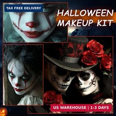Clown Black White Red Face Paint,Professional 3 in1 Body Paint With 3 Brush Hall