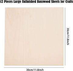 12 Pack 12 x 12 x 1/16 Inch-2 mm Thick Basswood Sheets for Crafts Unfinished …