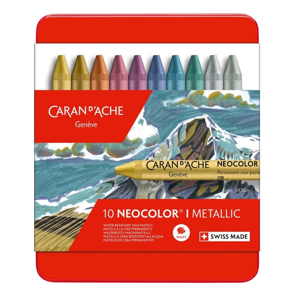 Neocolor I WaterResistant Wax Pastels 10 Metallic Colors Drawing Supplies