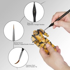 6Pcs Miniature Paint Brushes Set with Triangular Handles – for Acrylics, 12PCS
