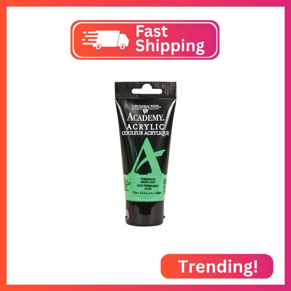 GRUMBACHER Academy Acrylic Paint Size: 254 oz, Permanent Green Light (C162P)
