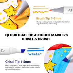 Alcohol Markers, 48 Colors Art Marker, Coloring Markers, Brush & Chisel Tip D…