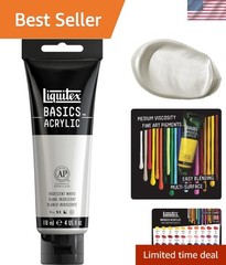 BASICS 4oz Iridescent White Acrylic Paint – Ideal for Beginners & Professionals