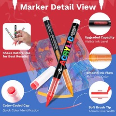 288 Colors Acrylic Paint Markers – Brush Tip Vibrant Acrylic Paint Pens Set f…