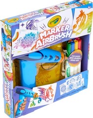 Marker Airbrush Spray Art Kit, Battery-Powered Sprayer with 8 Washable Markers &