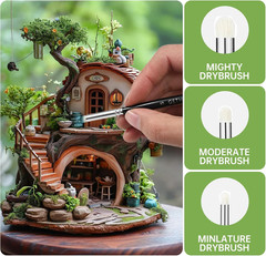 Dry Brush Miniature Painting Drybrush Set – 5 Sizes Hobby Detail Paint Brush Set