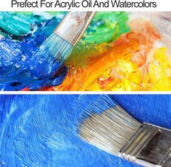 24-Piece Wood Handle Paint Brush Set for Oil, Acrylic, Watercolor with Canvas…