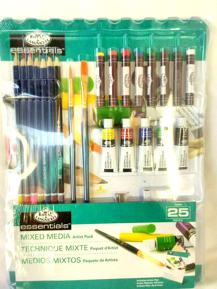 ROYAL LANGNICKEL MIXED MEDIA ARTIST PACK KIT ART SUPPLY 25 PC Art Supplies NIP