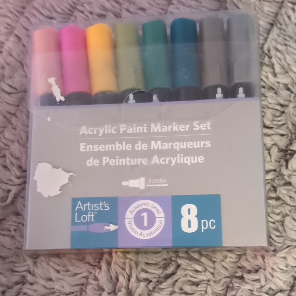 Artist’s Loft Acrylic Paint Marker Set, 8pc Multicolor 2.0mm Bullet Tip