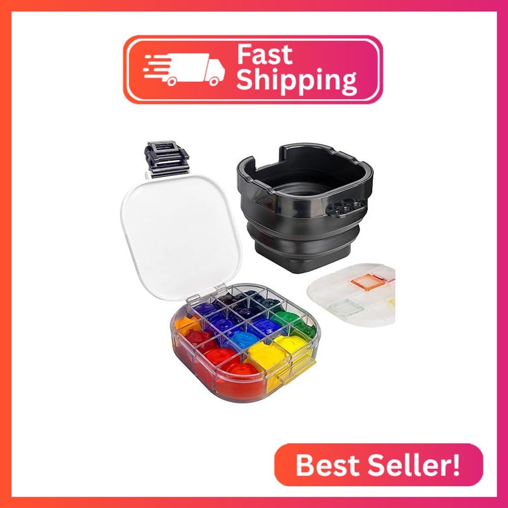 Falling in Art Paint Palette, Airtight 16 Wells Storage Palette Box with Lid and