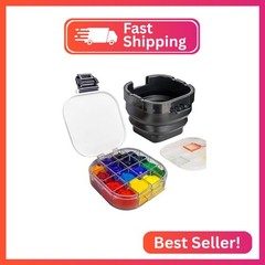 Falling in Art Paint Palette, Airtight 16 Wells Storage Palette Box with Lid and
