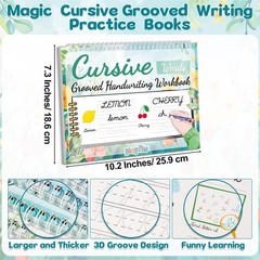 4 PCS Grooved Cursive Handwriting Workbook Kit Magic Reusable Ink Pens Kids