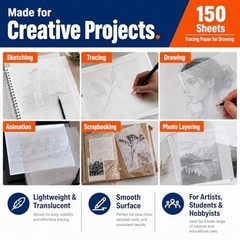 Tracing Paper for Drawing Trace Paper -PSLER 150 Sheets White Translucent Traci