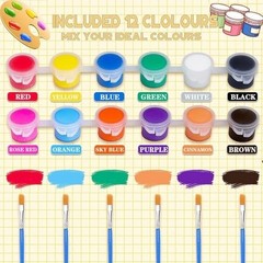 20 Pack Mini Acrylic Paint Set – 12 Color Strips & 40 Brushes for Kids & Adults,