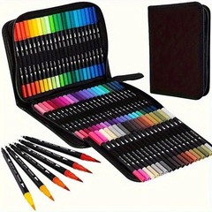 24 Colors Art Paint Markers, Dual Tip Acrylic Paint Pens with Brush Tip & Fi