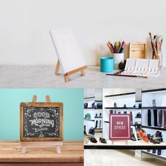 6pk 8″ x 8″ Stretched Canvas with 10.5″ Tabletop Display Stand Artist Easel Kit