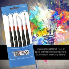 US Art Supply Acrylic Paint Brush Set – Fine Detail Painting of Art, Miniatures