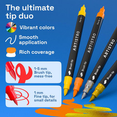 ARTISTRO Acrylic Paint Pens With Storage Bag for Calligraphy – Markers With Brus