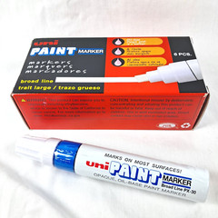 Uni Paint Marker SET OF 6 BLUE Oil Based Broad Thick Line PX-30 Chisel Tip 8mm