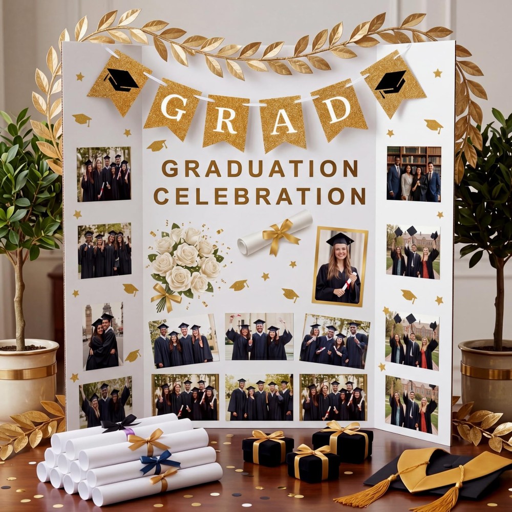 4 Pack Graduation Photo Display Board Decoration 48 X36 Inch Trifold Poster B…