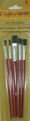 Crafter’s Square 5 Small Medium Large Artist Paint Brushes ~ Red
