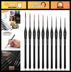 10pcs Miniature Detail Paint Brushes Set for Fine Art, Acrylic, Watercolor, Oil