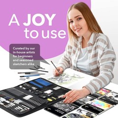Castle Art Supplies 100 Piece Drawing Sketching Set | Graphite, Charcoal, Pa…