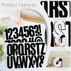 3 Inch Letter Number Sticker, 188 Pieces Self-Adhesive Waterproof & Tear Black