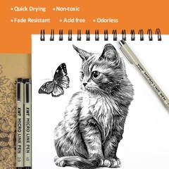 Archival Black Ink Fine Tip Drawing Pens Set 12 Pack