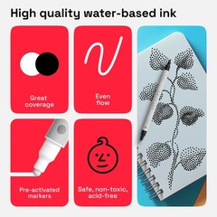 2 Black and White Dual Tip Acrylic Paint Pens Multisurface Markers 5mm Dot 1mm