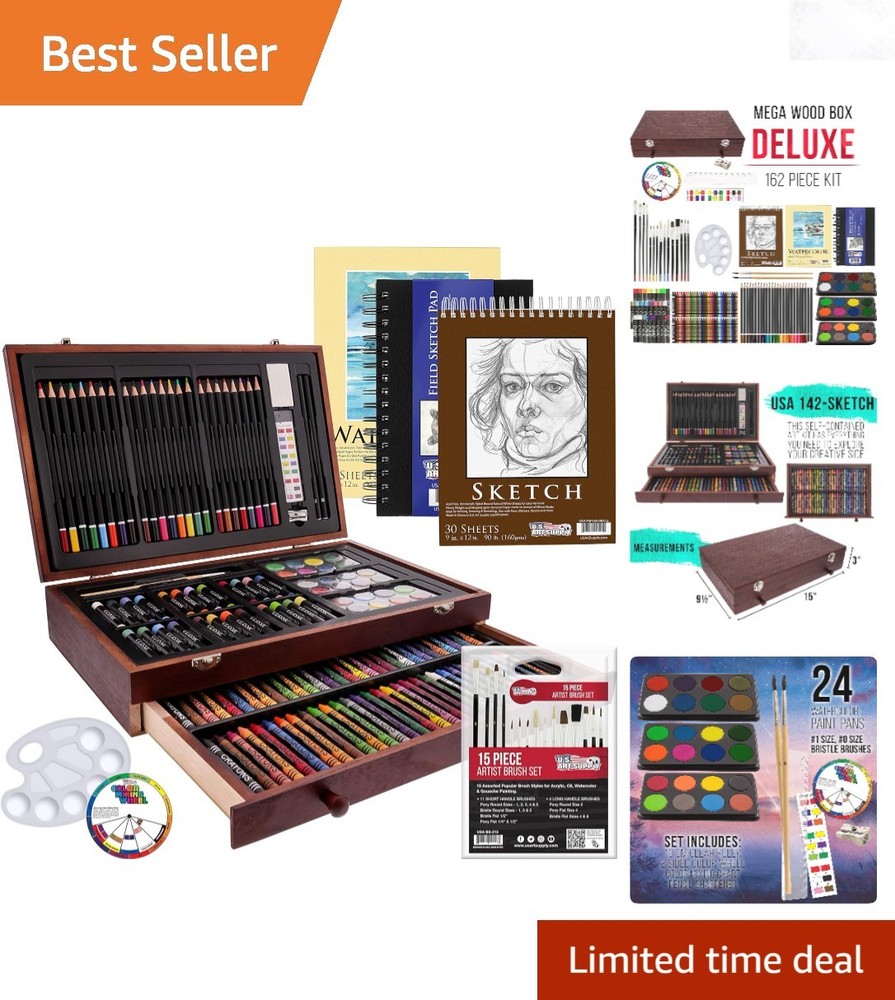 Complete 162-Piece Deluxe Artist Set with Wooden Case