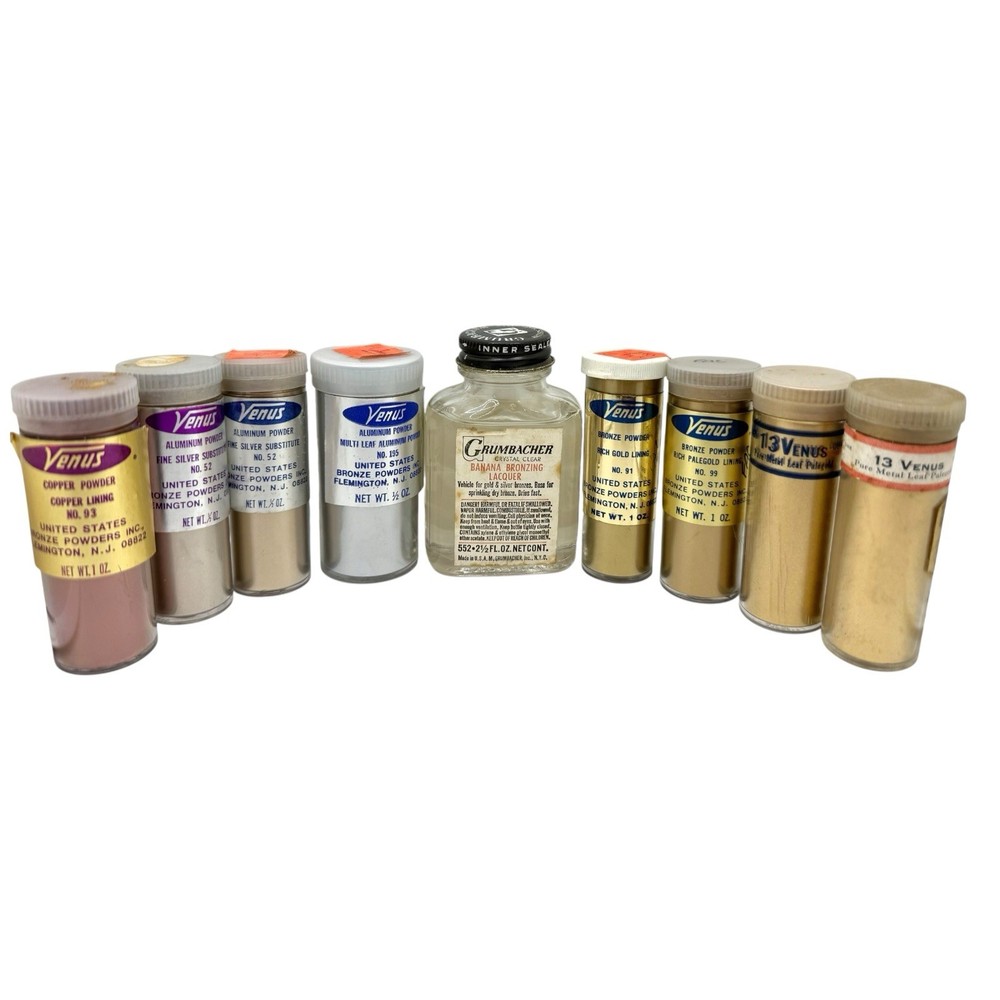 (9 PC) HTF NOS Vintage Venus Bronze Powders & Grumbacher Banana Bronzing Lacquer