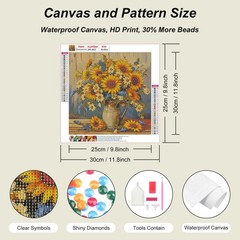 Sunflower Diamond Art Kits for Adults, 5D Diamond Painting Kits for Beginners, D