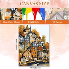 NAIMOER Countryside Paint by Numbers Kit Adults Beginner Wooden Framed