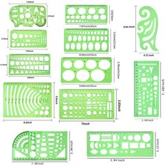 11 Pieces Geometric Drawings Templates Stencils Plastic Measuring 4 Pcs