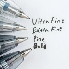 Gel Pen Refillable Retractable 1mm Bold Black Ink Pack of 12 Office Writing