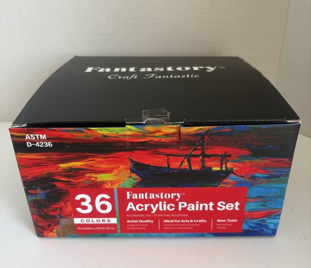 Fantastory Acrylic Paint Set 36 Colors Multicolor Artist Quality Non-Toxic NEW