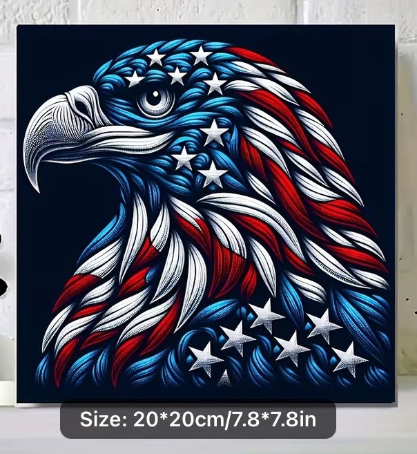 Eagle Patriotic USA Diamond Painting Craft Kit-Size 7.8”x7.8”