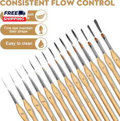 Miniature Paint Brushes 15PCS Model Brushes Detail Paint Brush Set Fine Detailin