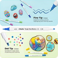 Ohuhu Acrylic Paint Markers Cotton-core 36 Colors Dual Tips Waterproof Lightfast