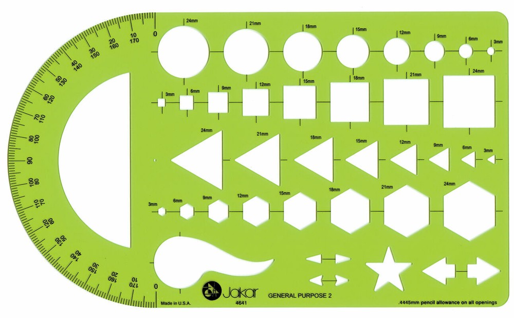Jakar General Purpose Template 2 Light green Stencil 239mm x 140mm 4641