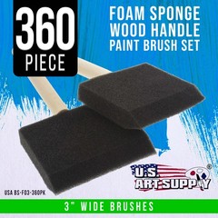360 Pack – 3″ Foam Sponge Paint Brush Set Wood Handle Craft Touch Up Stain