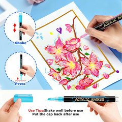 12 Colors Acrylic Paint Markers, 6 Glitter & 6 Neon Fluorescent Pens, Innovative