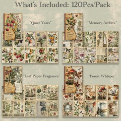 120 Pcs Deco Papers for Scrapbooking, 5.5*5.5in Vintage Decoupage Paper cream