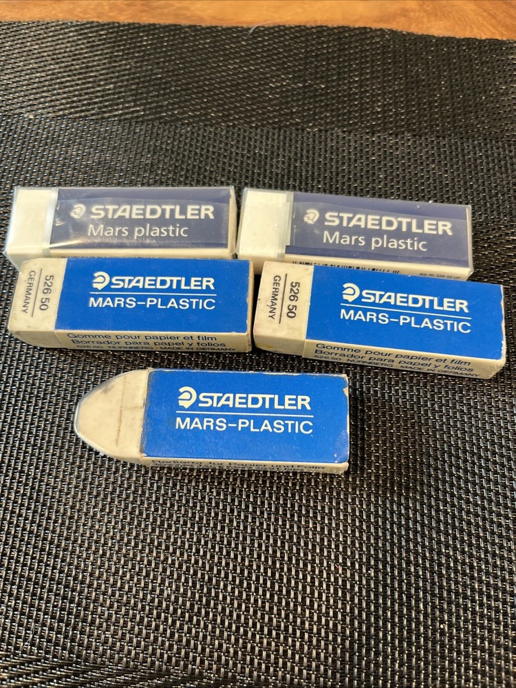 Staedtler Mars Plastic Erasers 5 Pc Lot White Vinyl Large