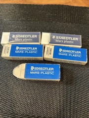 Staedtler Mars Plastic Erasers 5 Pc Lot White Vinyl Large